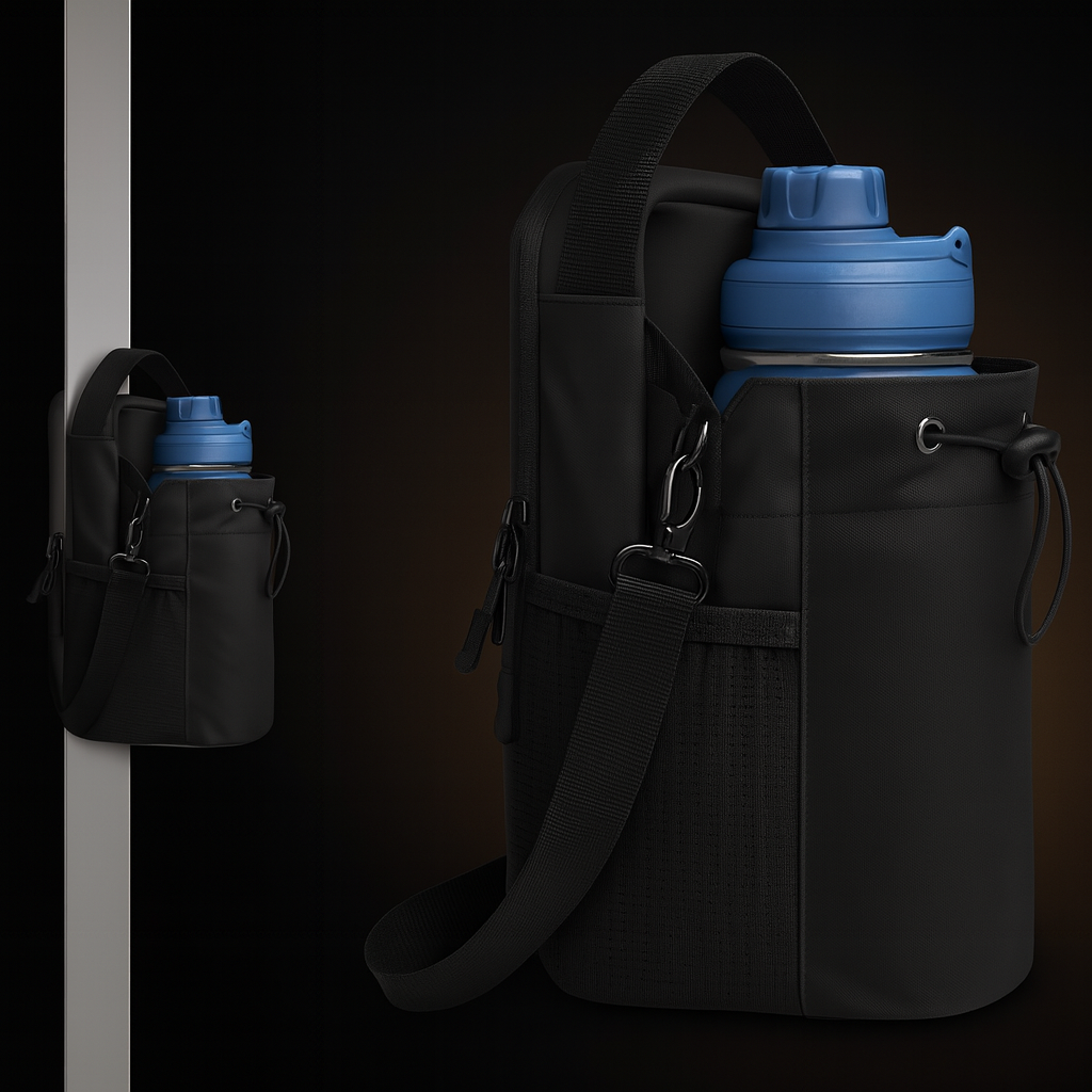 Magnetic Gym Side Bag – Multi-Pocket Sling for Bottle, Phone & Essentials