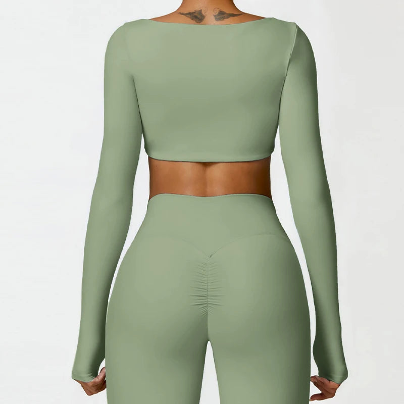 Long-Sleeve Performance Gym Crop Top