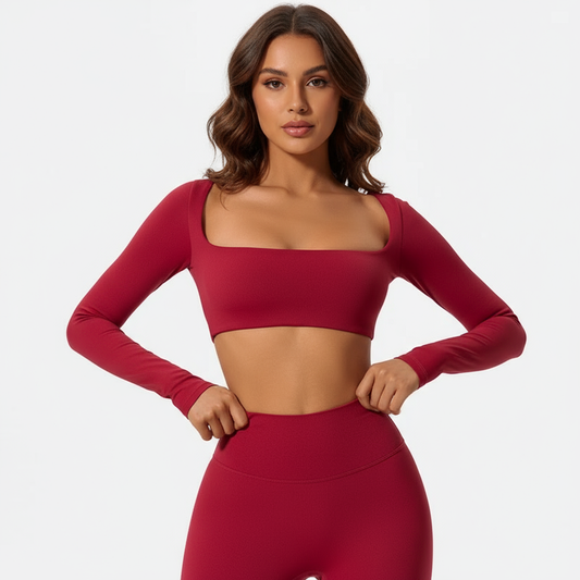 Long-Sleeve Performance Gym Crop Top
