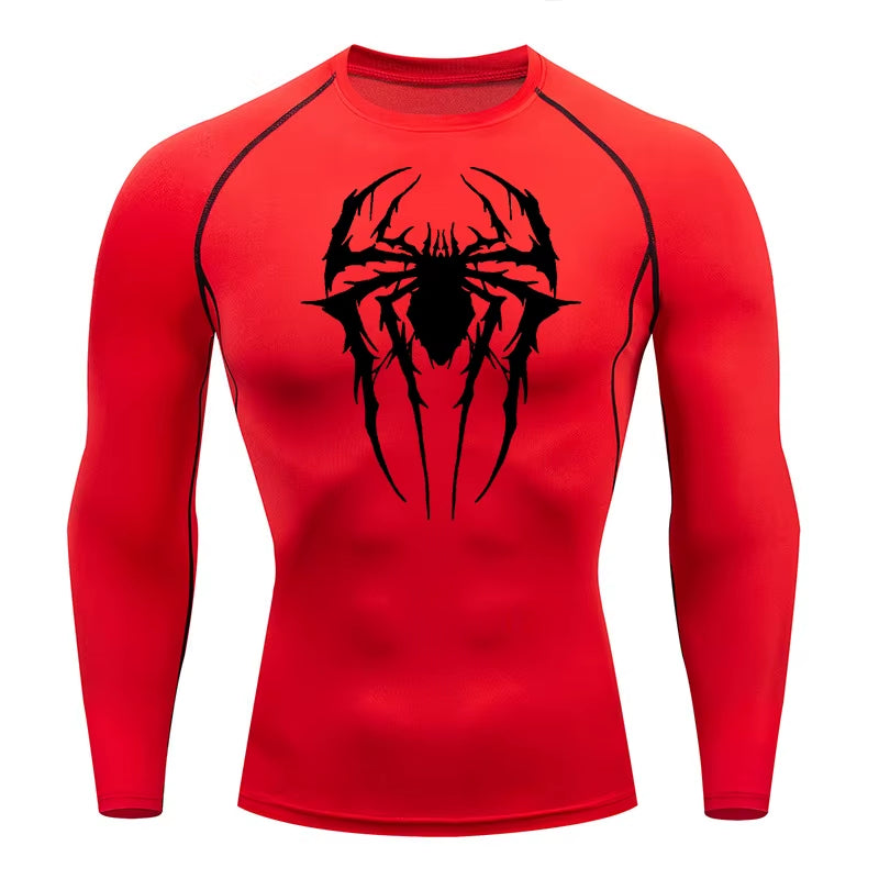 Spider Graphic Compression Shirts for Men Gym Workout Rash Guard Athletic Quick Dry Tshirts Tees Tops Undershirts Baselayers