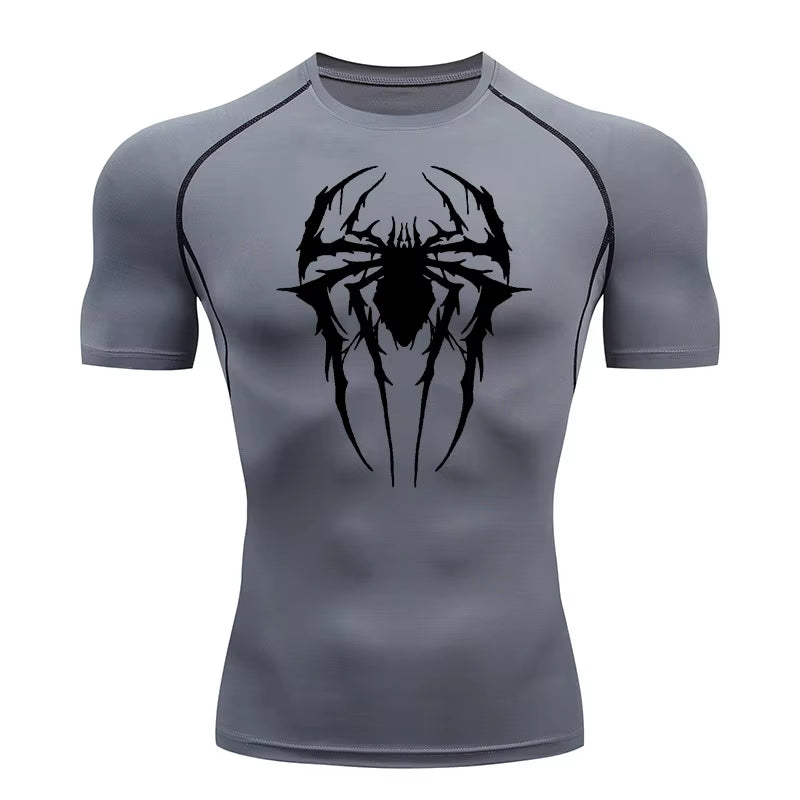 Spider Graphic Compression Shirts for Men Gym Workout Rash Guard Athletic Quick Dry Tshirts Tees Tops Undershirts Baselayers