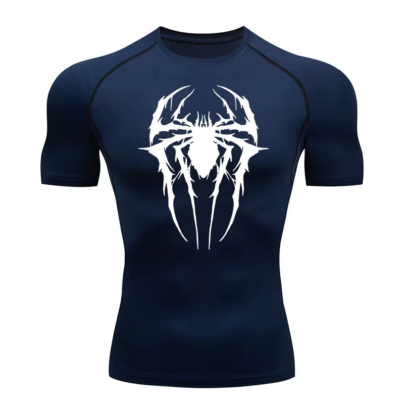 Spider Graphic Compression Shirts for Men Gym Workout Rash Guard Athletic Quick Dry Tshirts Tees Tops Undershirts Baselayers