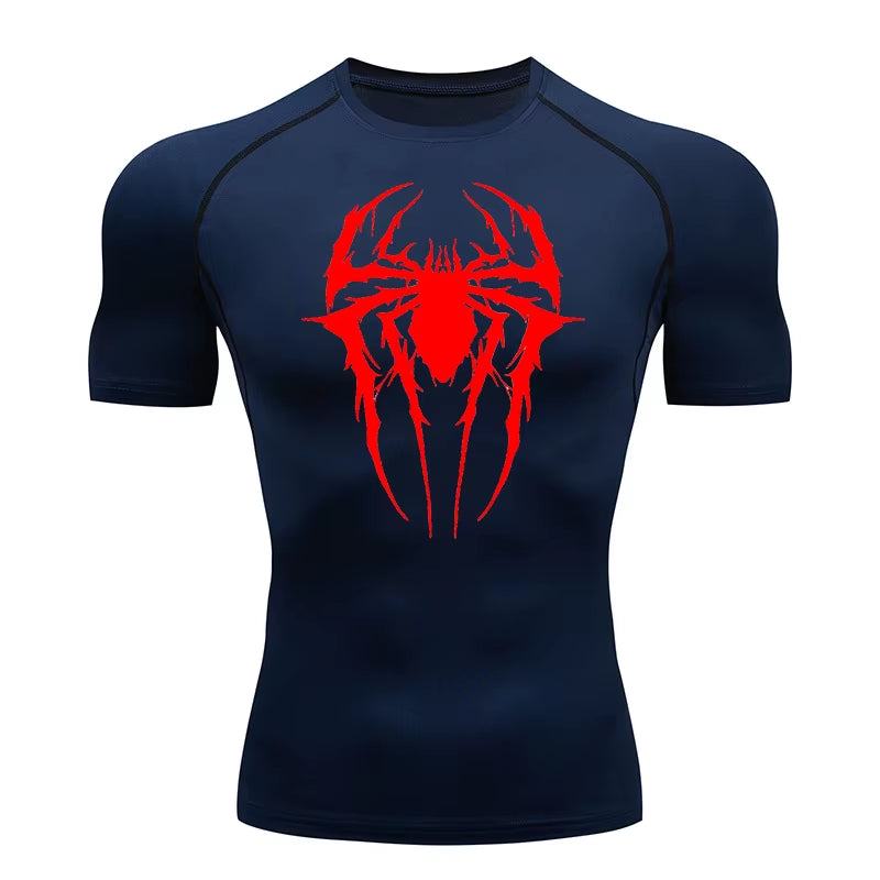 Spider Graphic Compression Shirts for Men Gym Workout Rash Guard Athletic Quick Dry Tshirts Tees Tops Undershirts Baselayers