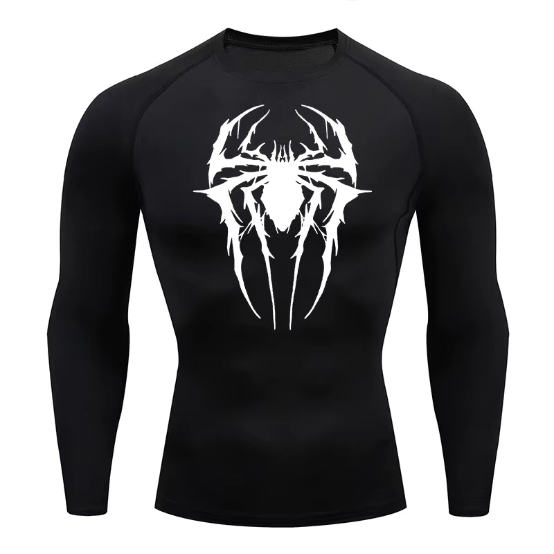 Spider Graphic Compression Shirts for Men Gym Workout Rash Guard Athletic Quick Dry Tshirts Tees Tops Undershirts Baselayers
