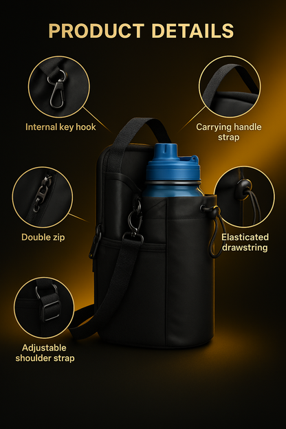 Magnetic Gym Side Bag – Multi-Pocket Sling for Bottle, Phone & Essentials