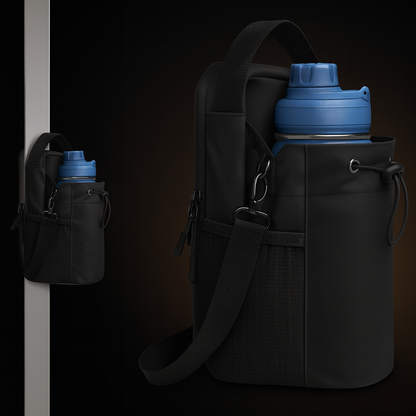 Magnetic Gym Side Bag – Multi-Pocket Sling for Bottle, Phone & Essentials