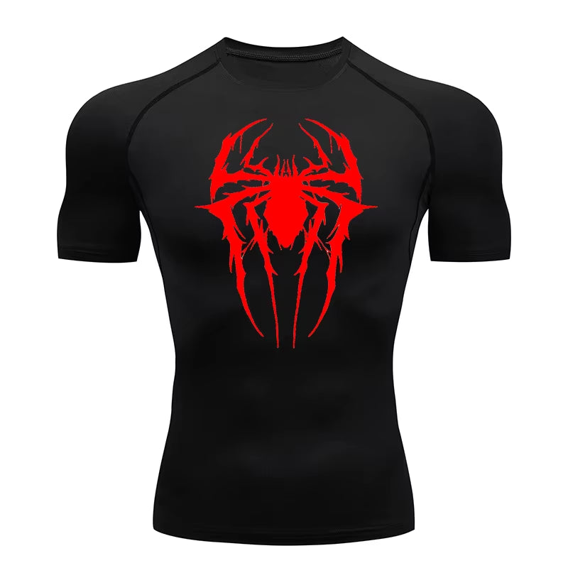 Spider Graphic Compression Shirts for Men Gym Workout Rash Guard Athletic Quick Dry Tshirts Tees Tops Undershirts Baselayers