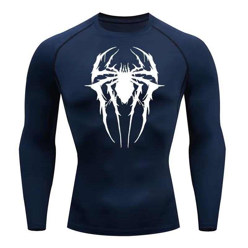 Spider Graphic Compression Shirts for Men Gym Workout Rash Guard Athletic Quick Dry Tshirts Tees Tops Undershirts Baselayers