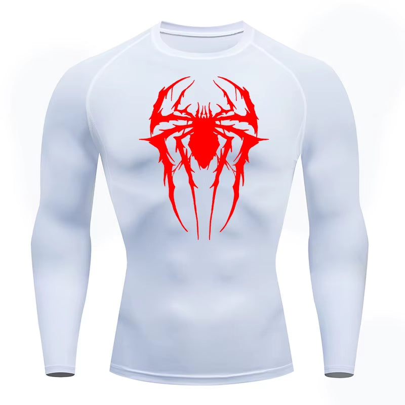 Spider Graphic Compression Shirts for Men Gym Workout Rash Guard Athletic Quick Dry Tshirts Tees Tops Undershirts Baselayers