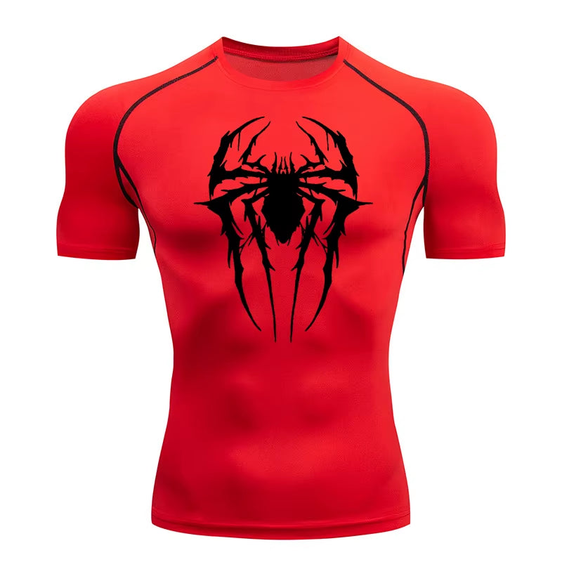 Spider Graphic Compression Shirts for Men Gym Workout Rash Guard Athletic Quick Dry Tshirts Tees Tops Undershirts Baselayers