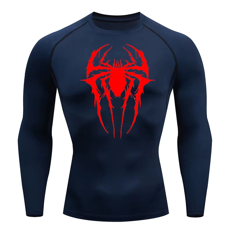 Spider Graphic Compression Shirts for Men Gym Workout Rash Guard Athletic Quick Dry Tshirts Tees Tops Undershirts Baselayers