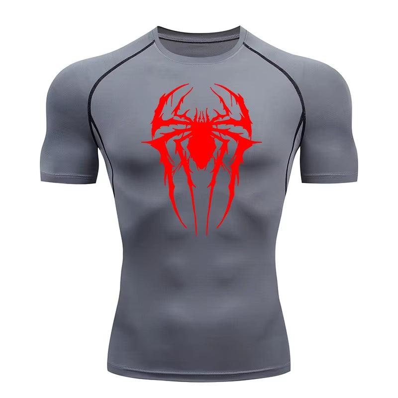 Spider Graphic Compression Shirts for Men Gym Workout Rash Guard Athletic Quick Dry Tshirts Tees Tops Undershirts Baselayers