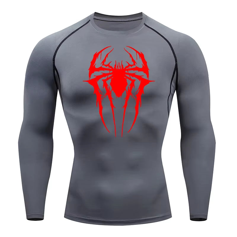 Spider Graphic Compression Shirts for Men Gym Workout Rash Guard Athletic Quick Dry Tshirts Tees Tops Undershirts Baselayers
