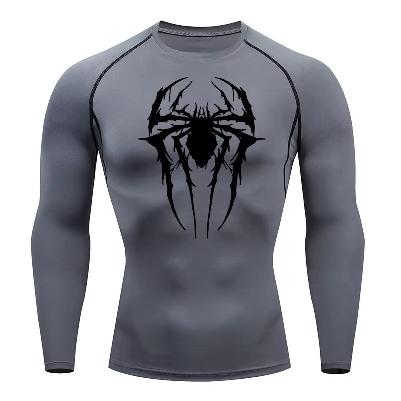 Spider Graphic Compression Shirts for Men Gym Workout Rash Guard Athletic Quick Dry Tshirts Tees Tops Undershirts Baselayers