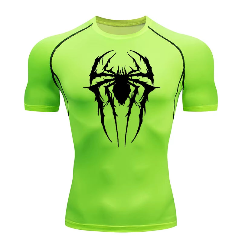 Spider Graphic Compression Shirts for Men Gym Workout Rash Guard Athletic Quick Dry Tshirts Tees Tops Undershirts Baselayers